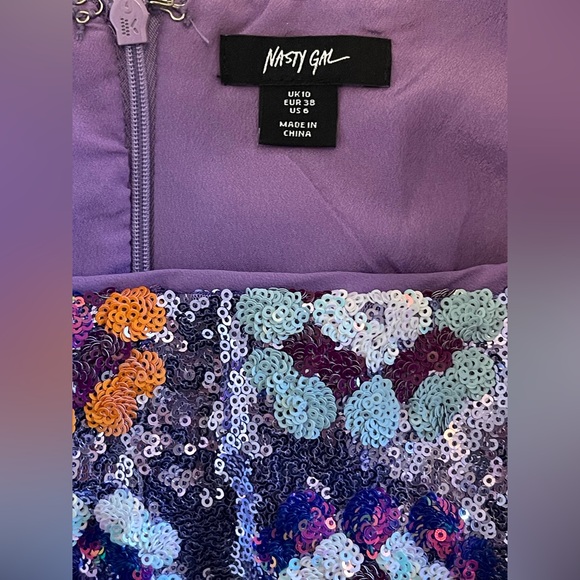 “Nasty Gal” 70’s Floral Sequin Mini Dress - Picture 4 of 7